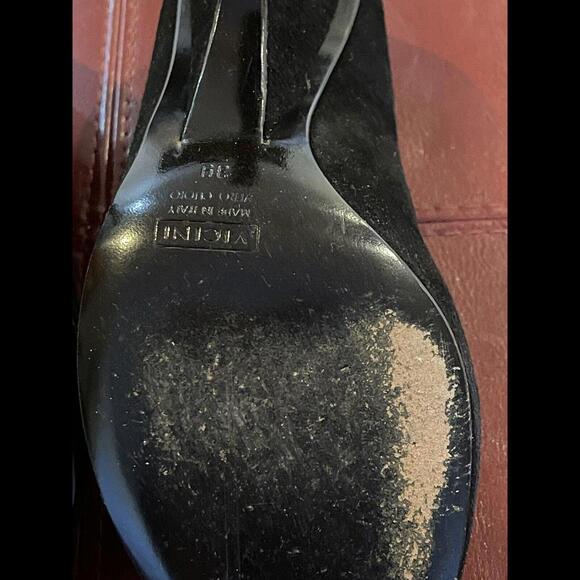 GIUSEPPE ZANOTTI Vintage Black Suede Cutout Pumps Buckle Unique 3” Heel Sz 39 - Picture 10 of 13